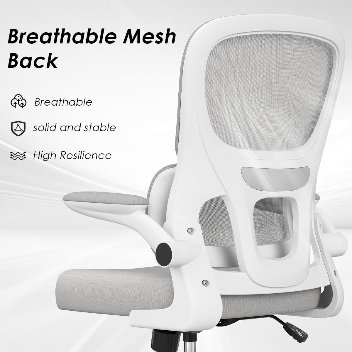 Farini Ergonomic Office Chair, Mesh Desk Chair with Lumbar Support, Comfy Computer Desk Chair with Flip Armrest Rolling Wheels for Home Study Room Office