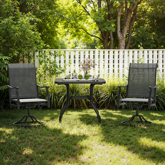 Farini Outdoor 360° Swivel Dining Chairs Set of 2, Textilene Fabric, Rust-Resistant Metal Frame, All-Weather Ergonomic Seating for Patio, Backyard or Balcony, Dark Gray