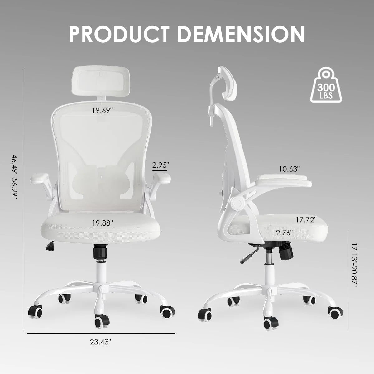 Farini Ergonomic Office Chair, Home Office Desk Chair with Headrest, High Back Computer Chair with Armrests and Adjustable Lumbar Support.for Home Office Study Room Bedroom