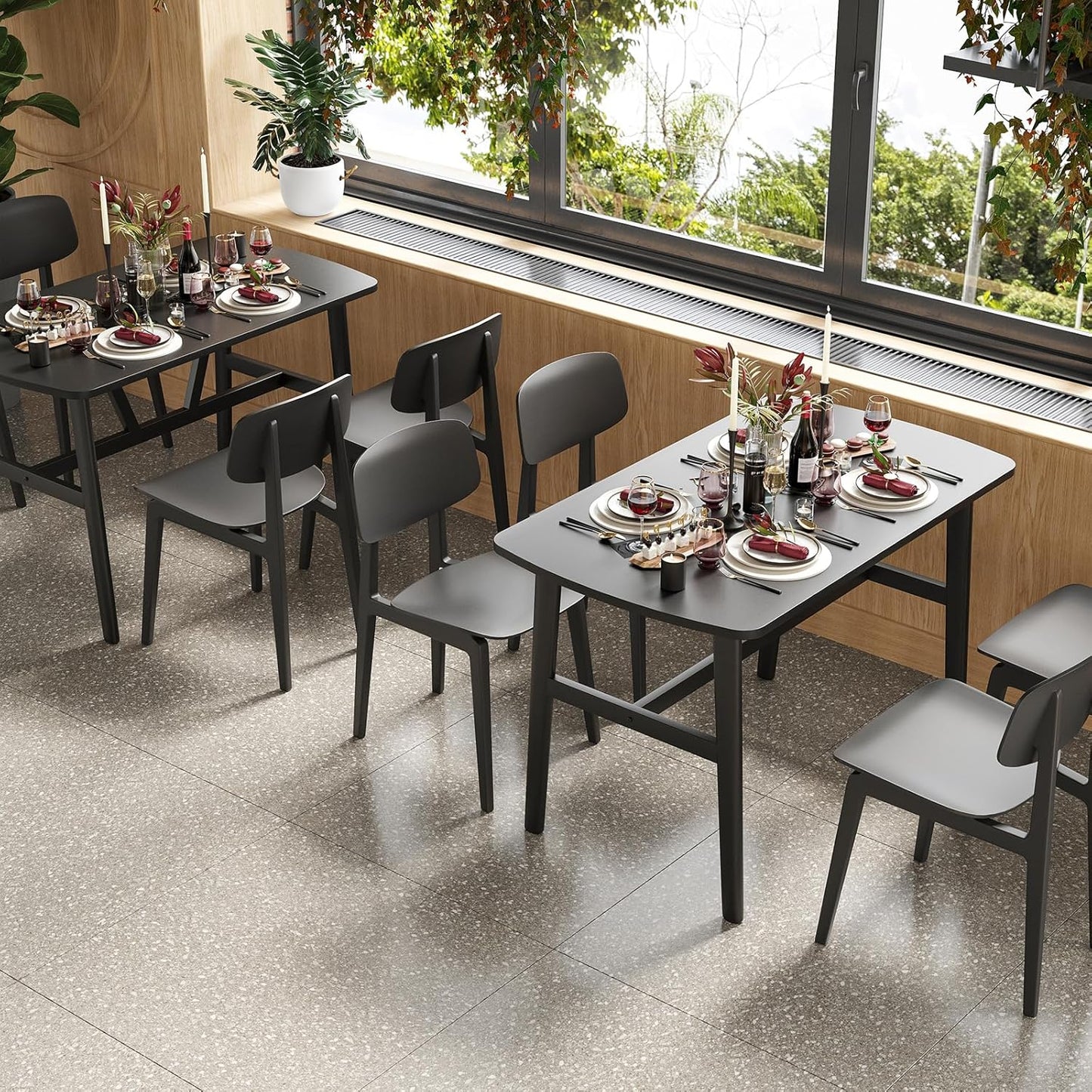 Farini 47" Dining Table for 4-6 Person, Rectangular Wood Kitchen Table, Modern Dinner Table with Sturdy Metal Frame for Dining Room, Kitchen, 47.2 inch
