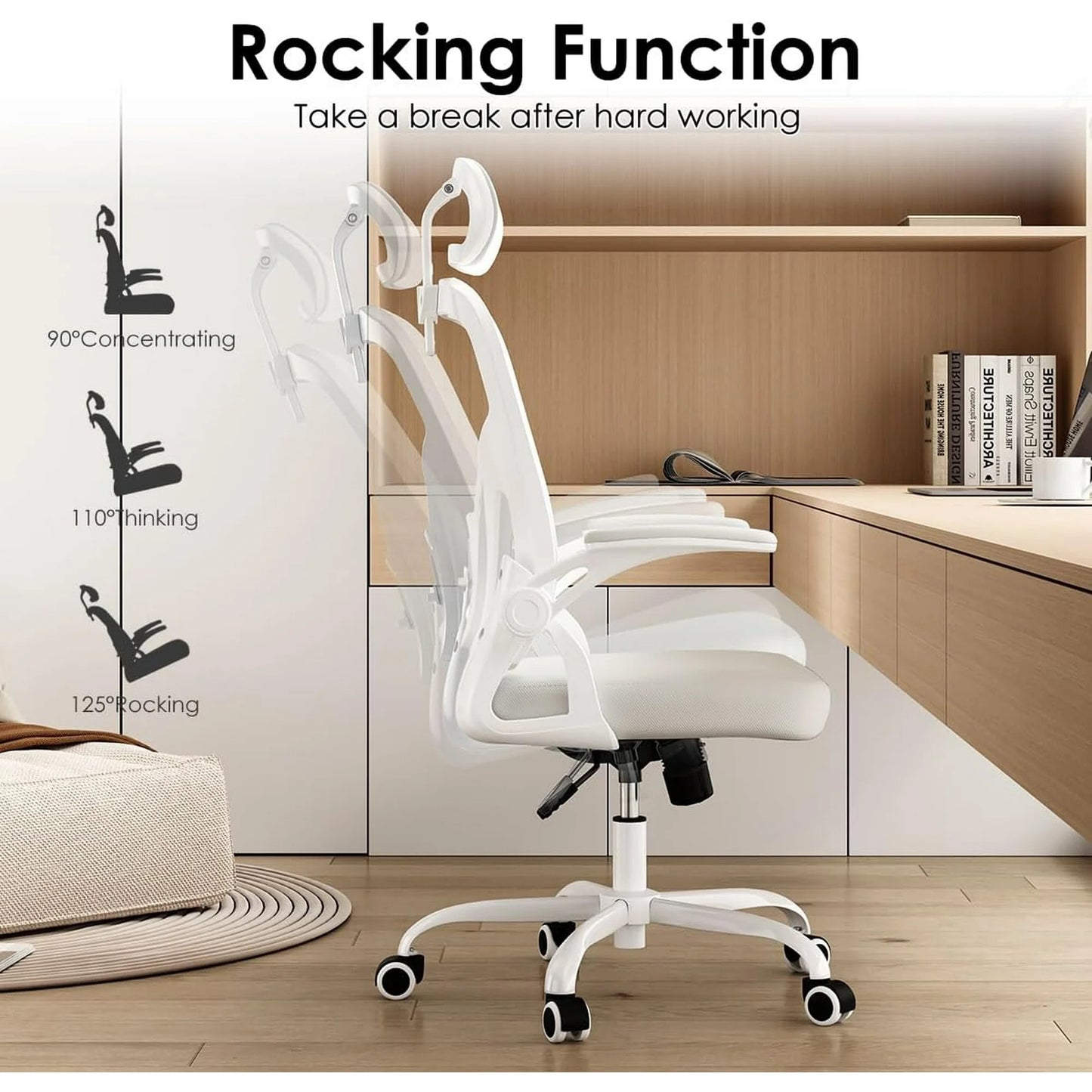 Farini Ergonomic Office Chair, Home Office Desk Chair with Headrest, High Back Computer Chair with Armrests and Adjustable Lumbar Support.for Home Office Study Room Bedroom
