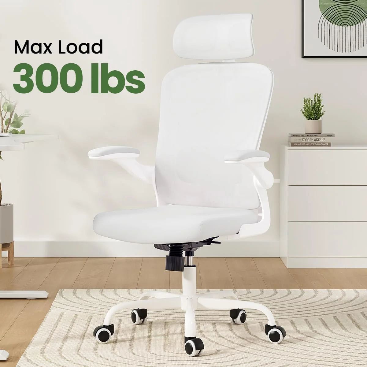 Farini Ergonomic Office Chair,Home Office Desk Chair with Adjustable Lumbar Support and Armrests,Comfy Computer Desk Chair with Headrest,for Home and Office