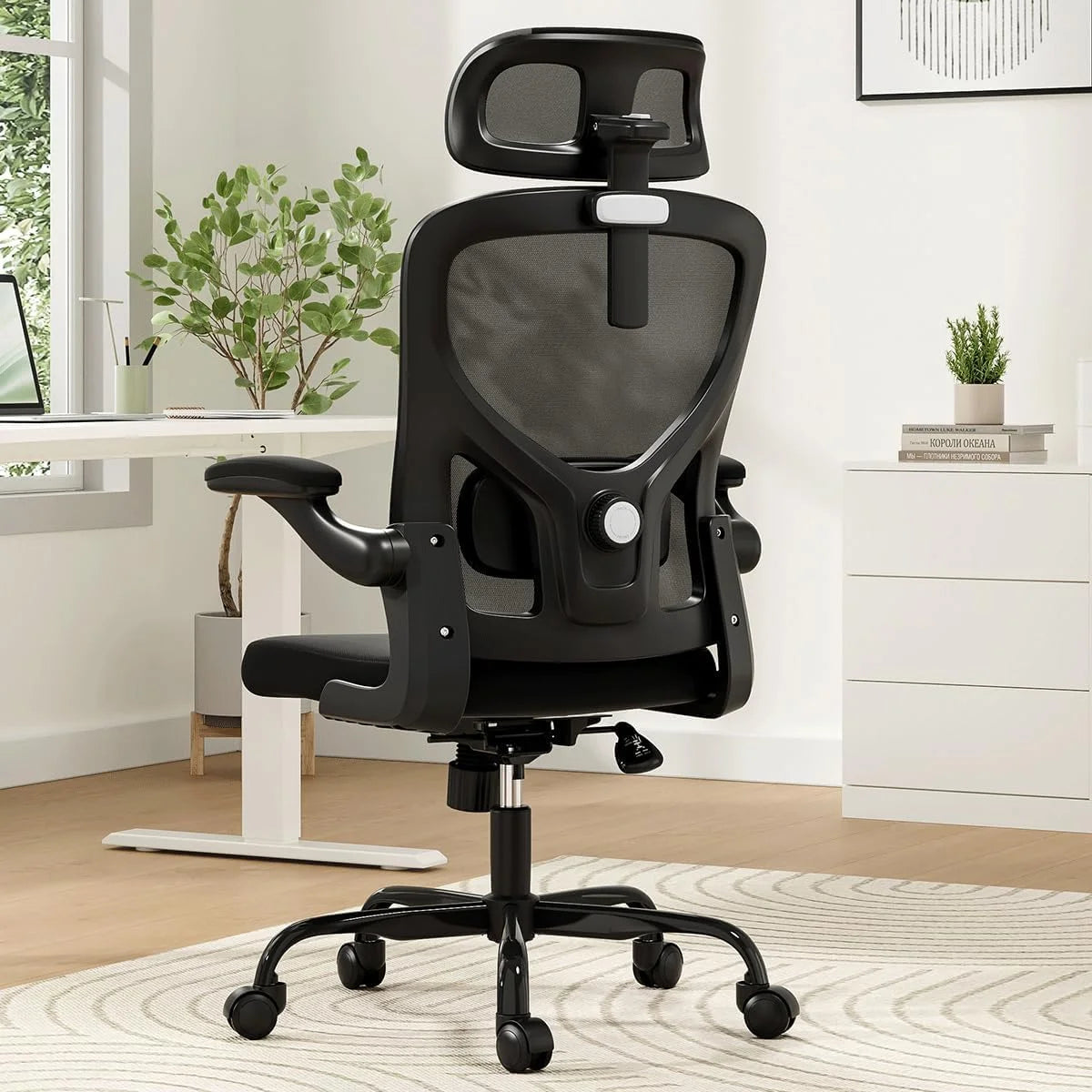 Farini Ergonomic Office Chair,Home Office Desk Chair with Adjustable Lumbar Support and Armrests,Comfy Computer Desk Chair with Headrest,for Home and Office