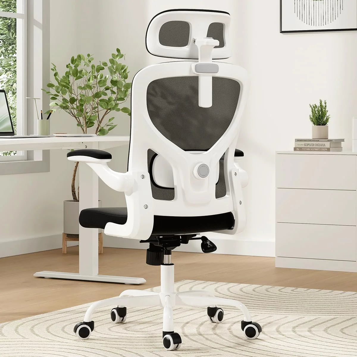 Farini Ergonomic Office Chair,Home Office Desk Chair with Adjustable Lumbar Support and Armrests,Comfy Computer Desk Chair with Headrest,for Home and Office