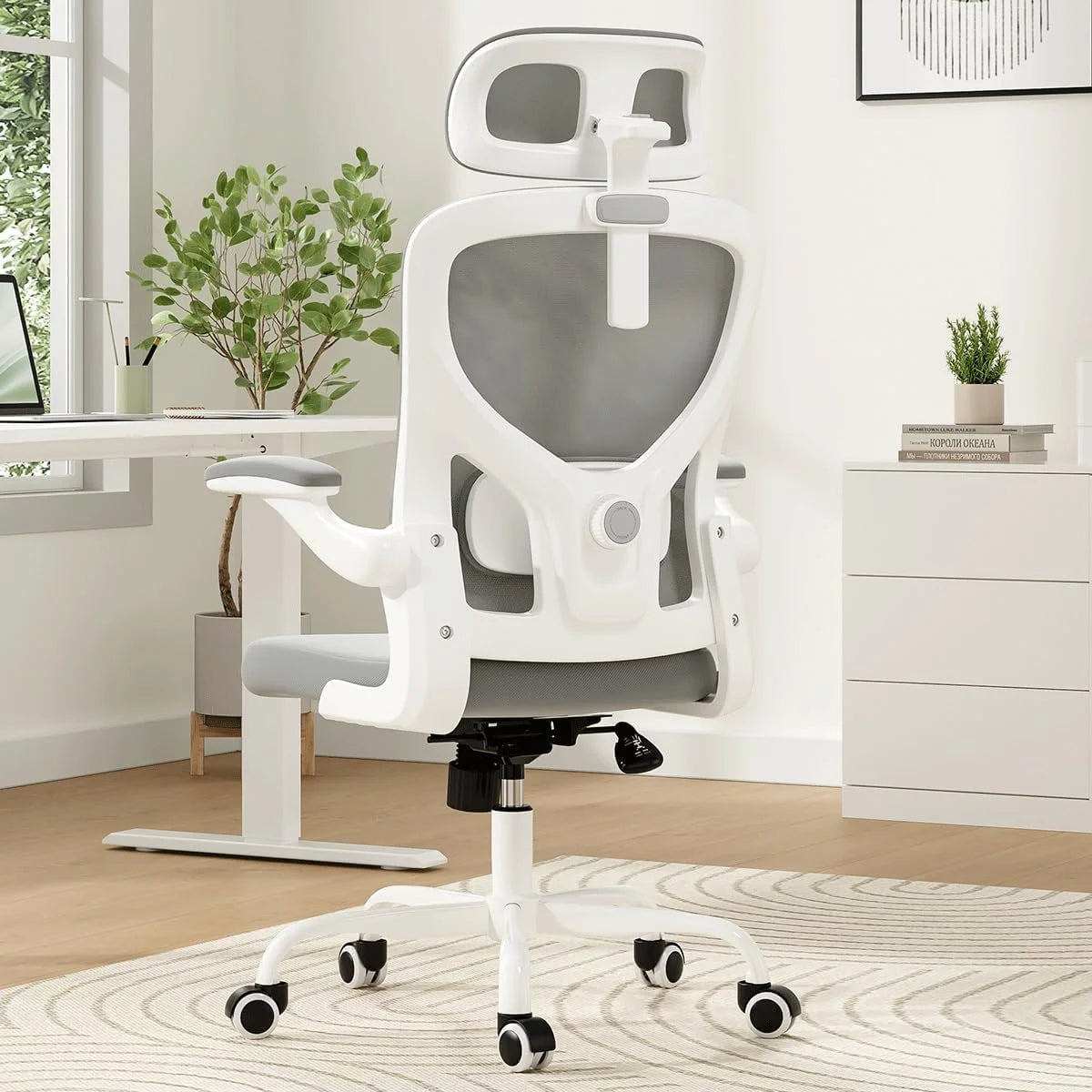 Farini Ergonomic Office Chair,Home Office Desk Chair with Adjustable Lumbar Support and Armrests,Comfy Computer Desk Chair with Headrest,for Home and Office