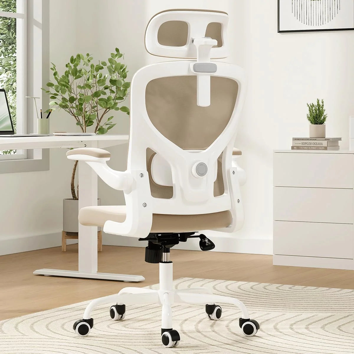 Farini Ergonomic Office Chair,Home Office Desk Chair with Adjustable Lumbar Support and Armrests,Comfy Computer Desk Chair with Headrest,for Home and Office