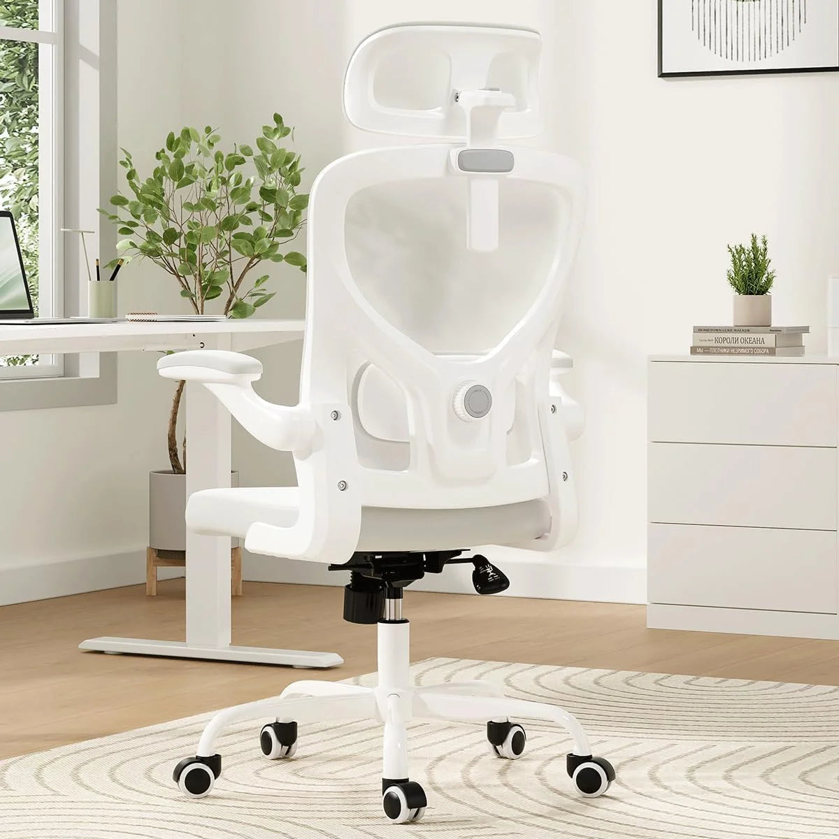Farini Ergonomic Office Chair,Home Office Desk Chair with Adjustable Lumbar Support and Armrests,Comfy Computer Desk Chair with Headrest,for Home and Office