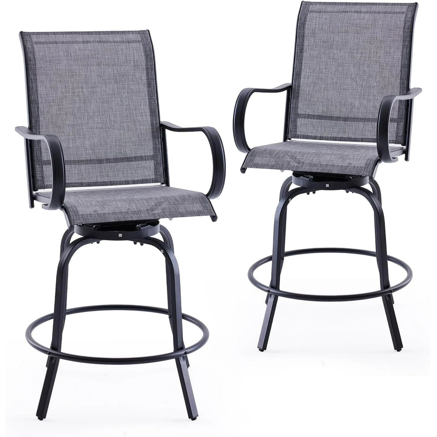 Farini Outdoor Bar Stools Set, 360°Swivel Patio Barstools with Textile Fabric,Ergonomic Comfort Bar Height Tall Outdoor Stools for Balcony
