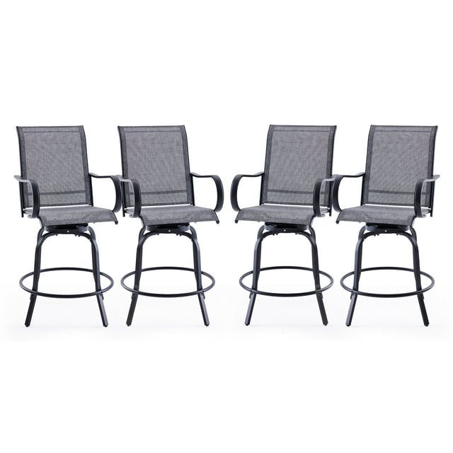 Farini Outdoor Bar Stools Set, 360°Swivel Patio Barstools with Textile Fabric,Ergonomic Comfort Bar Height Tall Outdoor Stools for Balcony