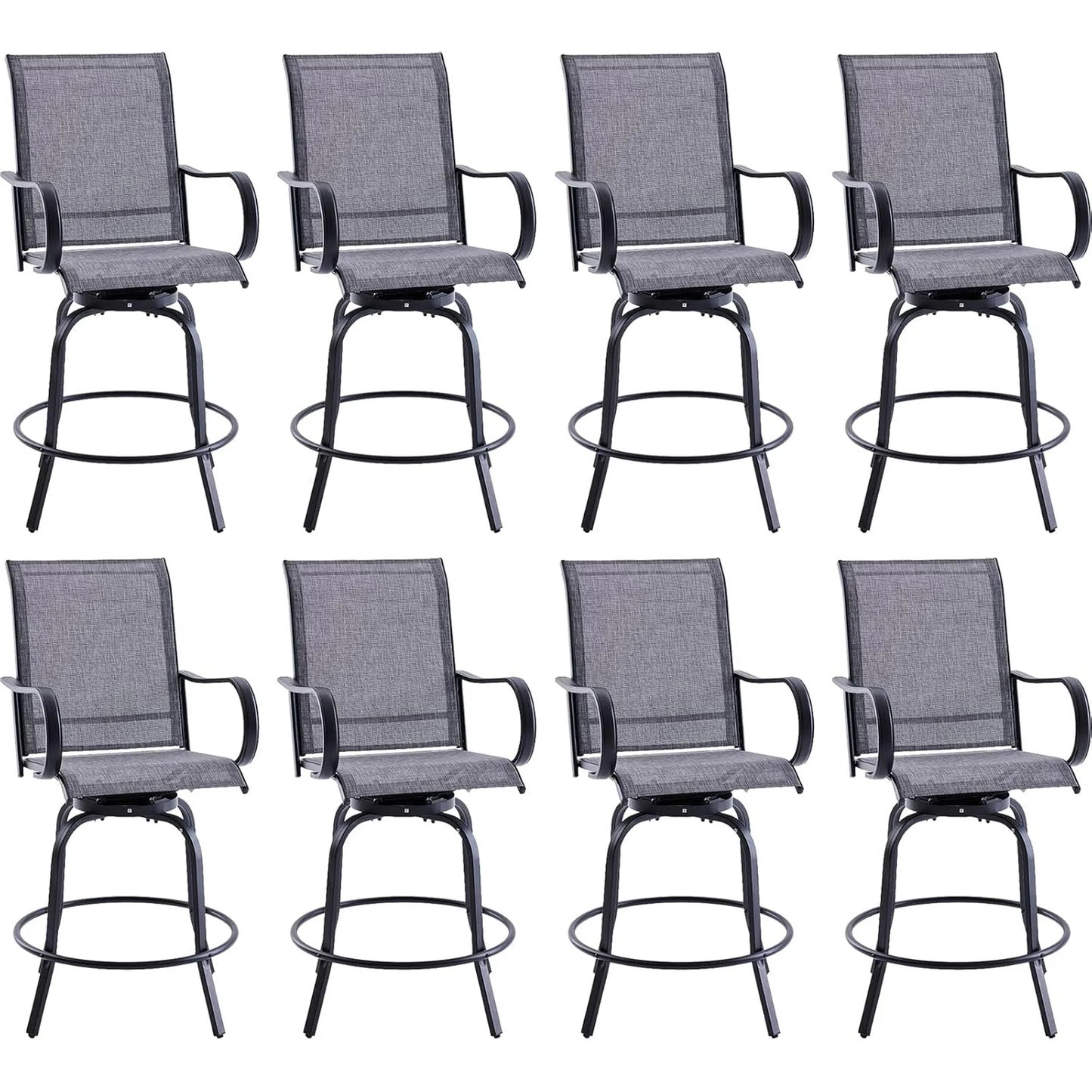 Farini Outdoor Bar Stools Set, 360°Swivel Patio Barstools with Textile Fabric,Ergonomic Comfort Bar Height Tall Outdoor Stools for Balcony