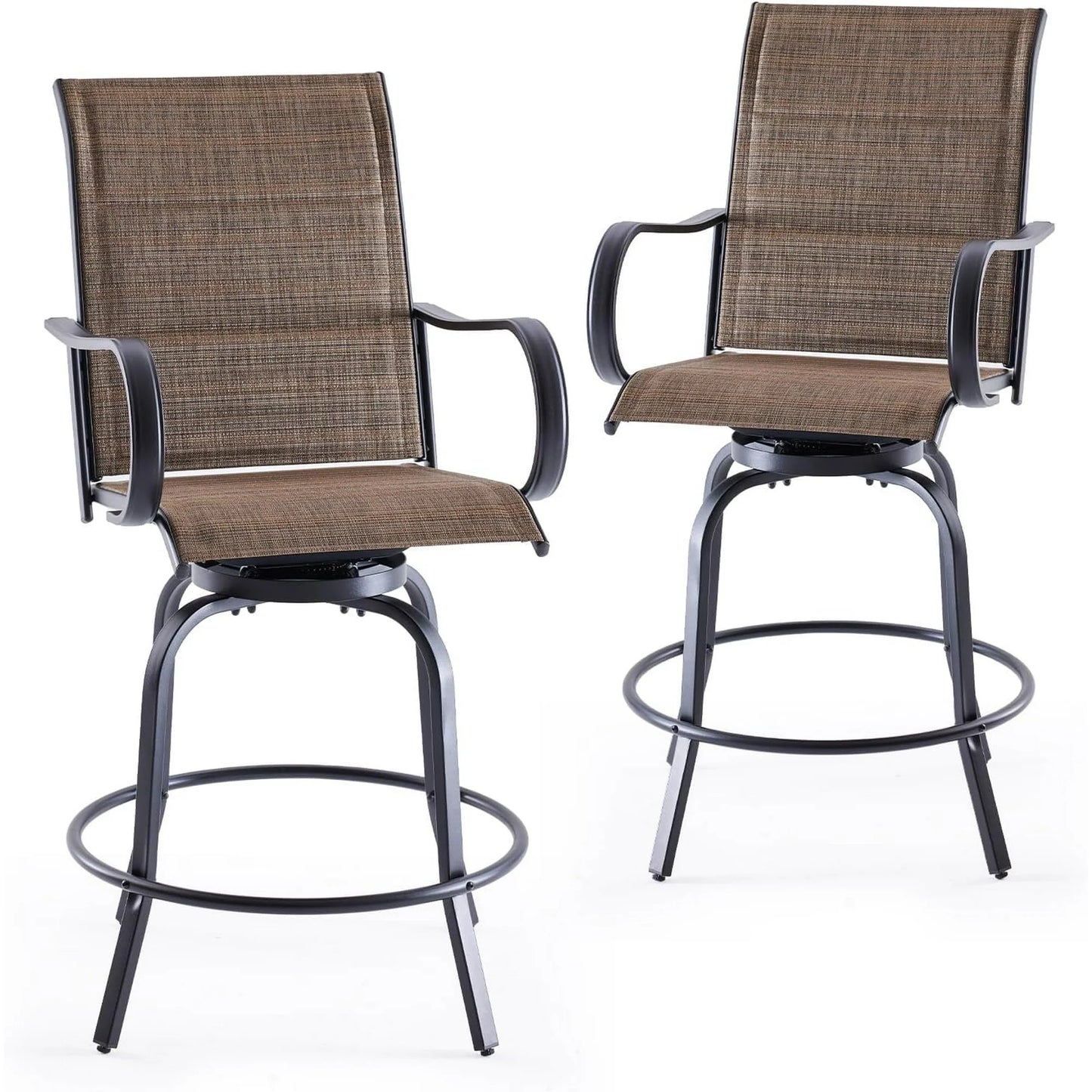 Farini Outdoor Bar Stools Set, 360°Swivel Patio Barstools with Textile Fabric,Ergonomic Comfort Bar Height Tall Outdoor Stools for Balcony