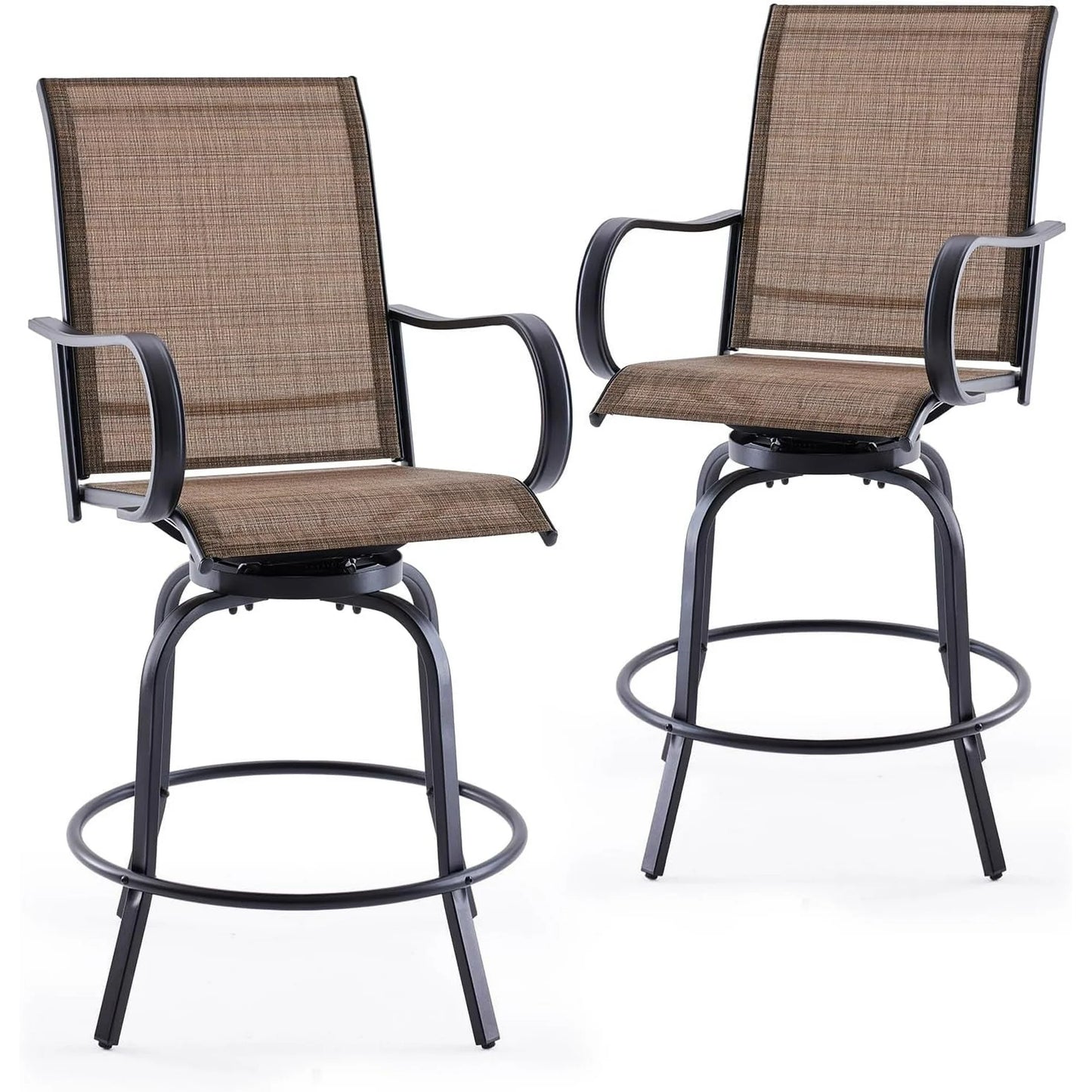 Farini Outdoor Bar Stools Set, 360°Swivel Patio Barstools with Textile Fabric,Ergonomic Comfort Bar Height Tall Outdoor Stools for Balcony