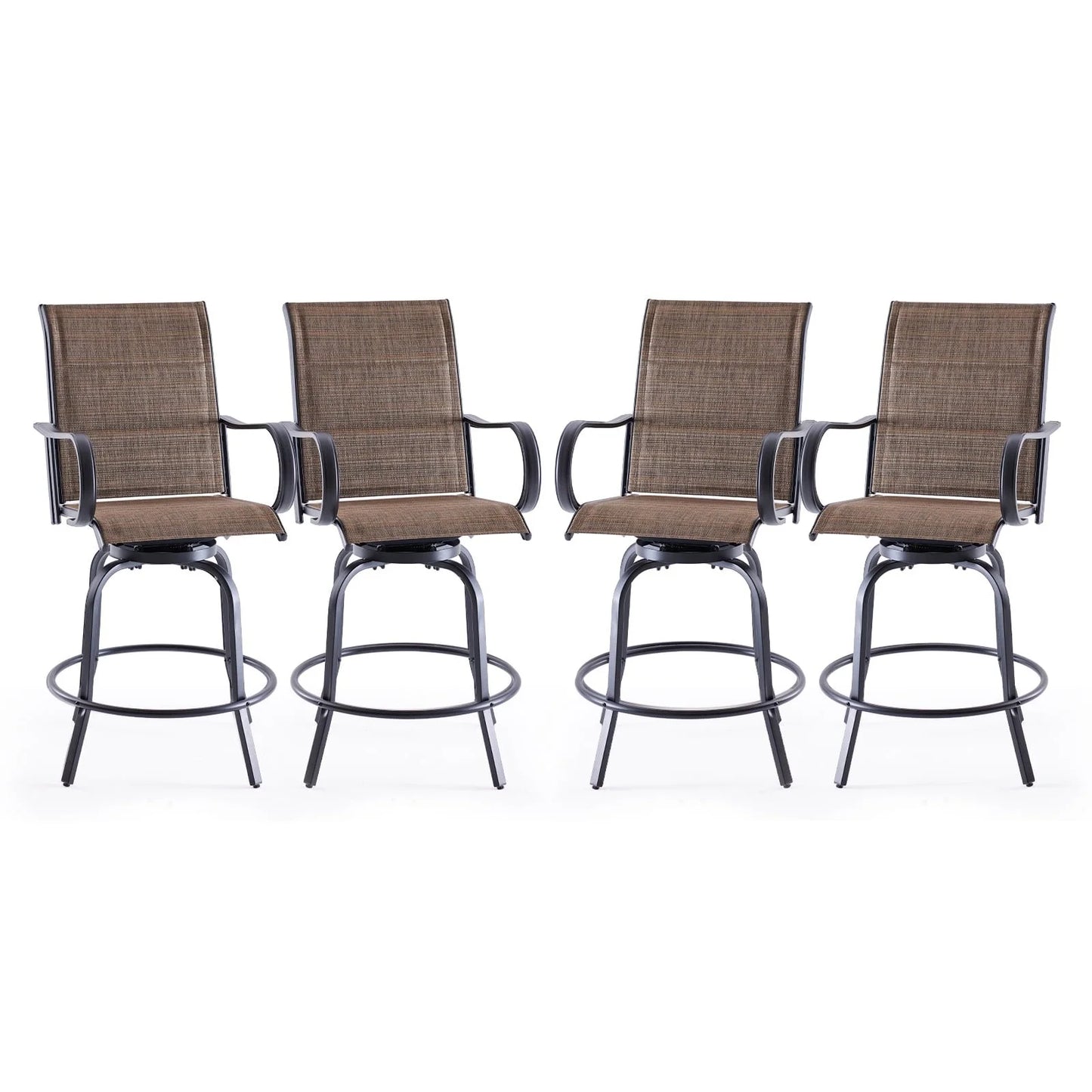 Farini Outdoor Bar Stools Set, 360°Swivel Patio Barstools with Textile Fabric,Ergonomic Comfort Bar Height Tall Outdoor Stools for Balcony