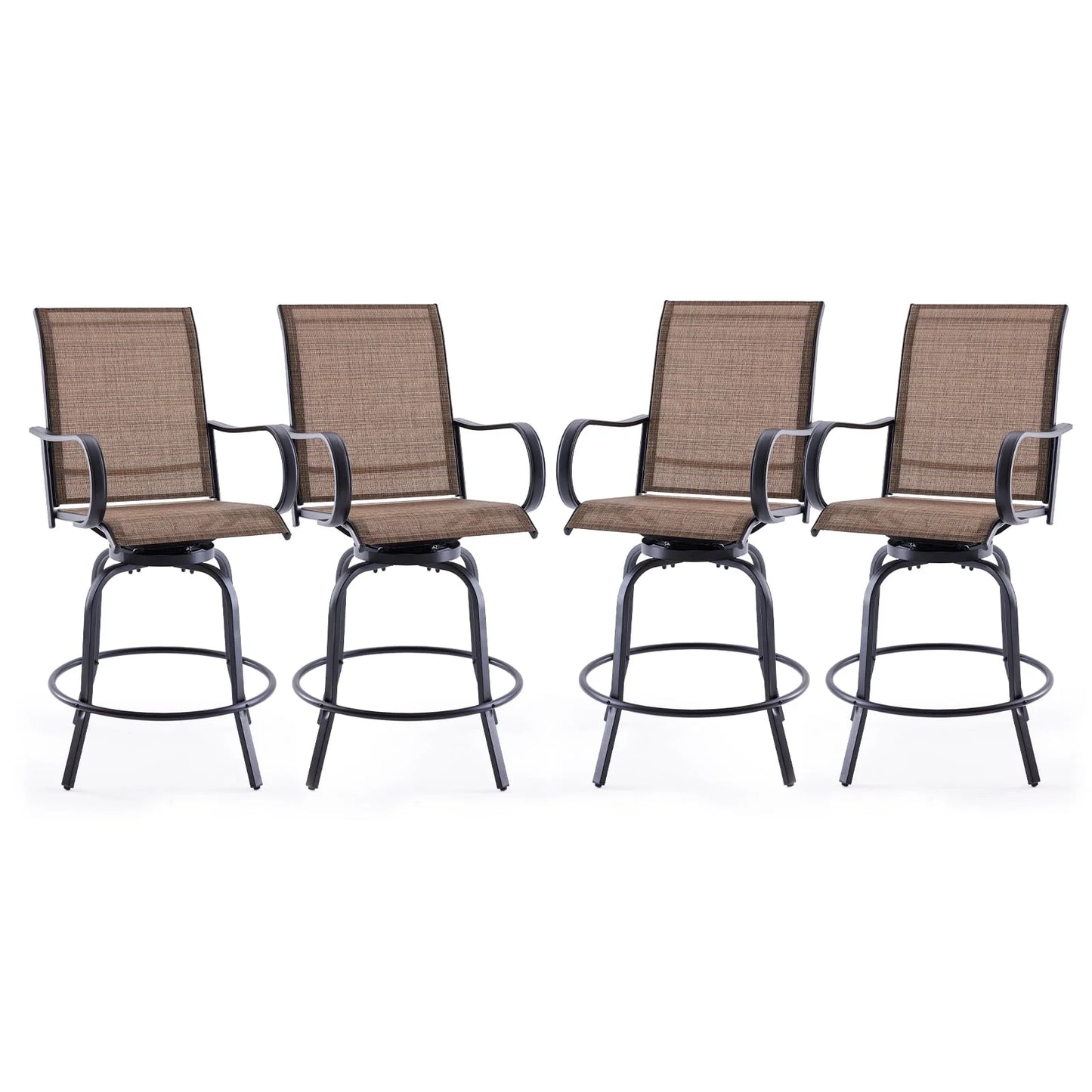 Farini Outdoor Bar Stools Set, 360°Swivel Patio Barstools with Textile Fabric,Ergonomic Comfort Bar Height Tall Outdoor Stools for Balcony