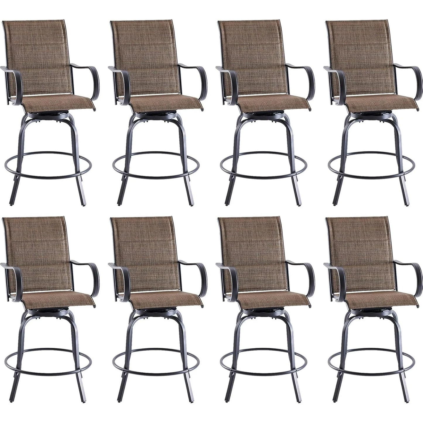 Farini Outdoor Bar Stools Set, 360°Swivel Patio Barstools with Textile Fabric,Ergonomic Comfort Bar Height Tall Outdoor Stools for Balcony