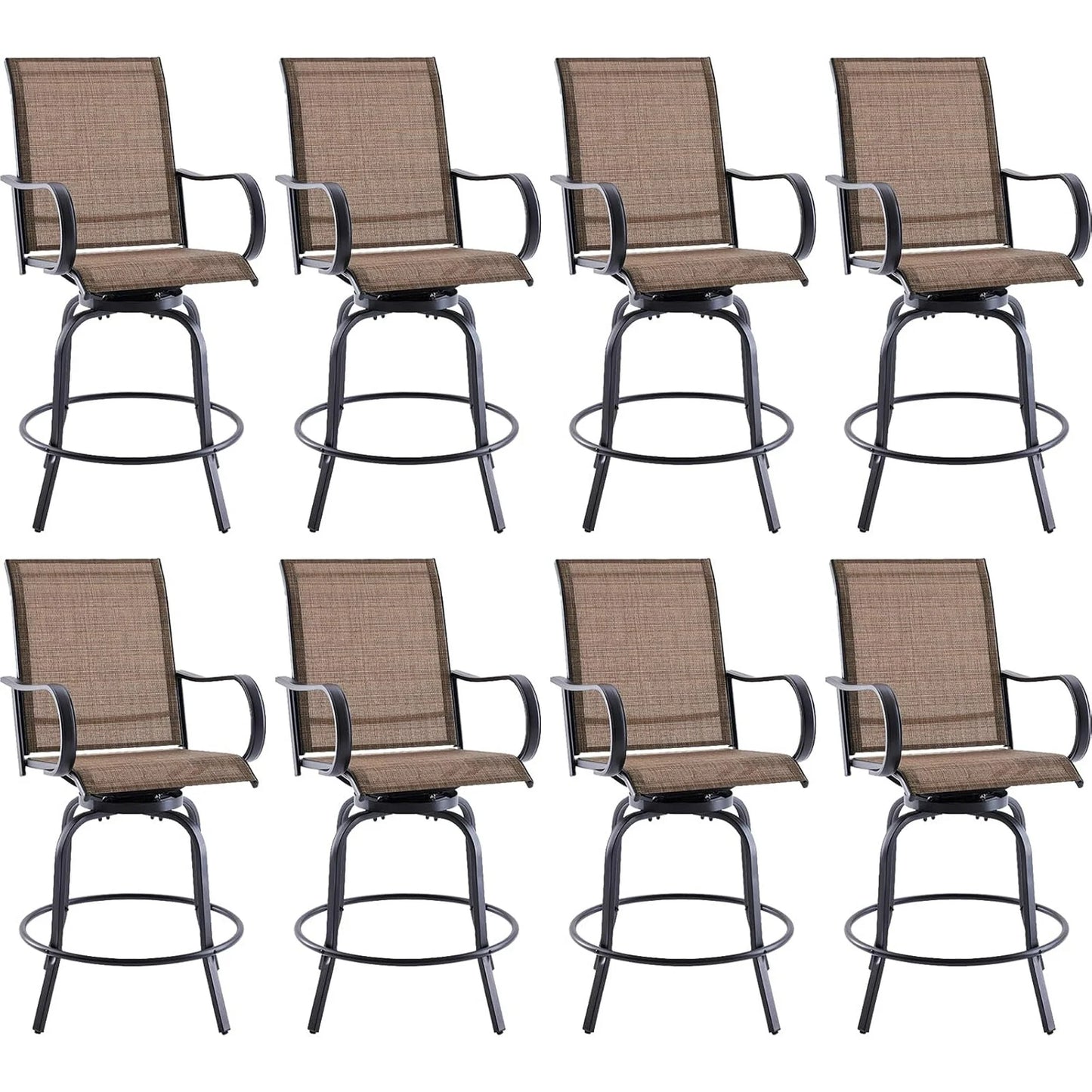 Farini Outdoor Bar Stools Set, 360°Swivel Patio Barstools with Textile Fabric,Ergonomic Comfort Bar Height Tall Outdoor Stools for Balcony