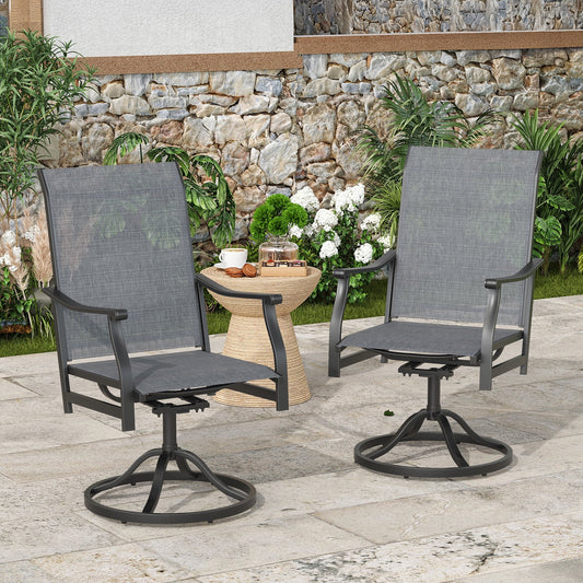 Farini Outdoor Dining Chairs Set, 360°Swivel Patio Dining Chair with Textilene Fabric, Outdoor Metal Armchair All Weather Resistant, Ergonomic Comfort, Perfect for Patio, Backyard, Balcony