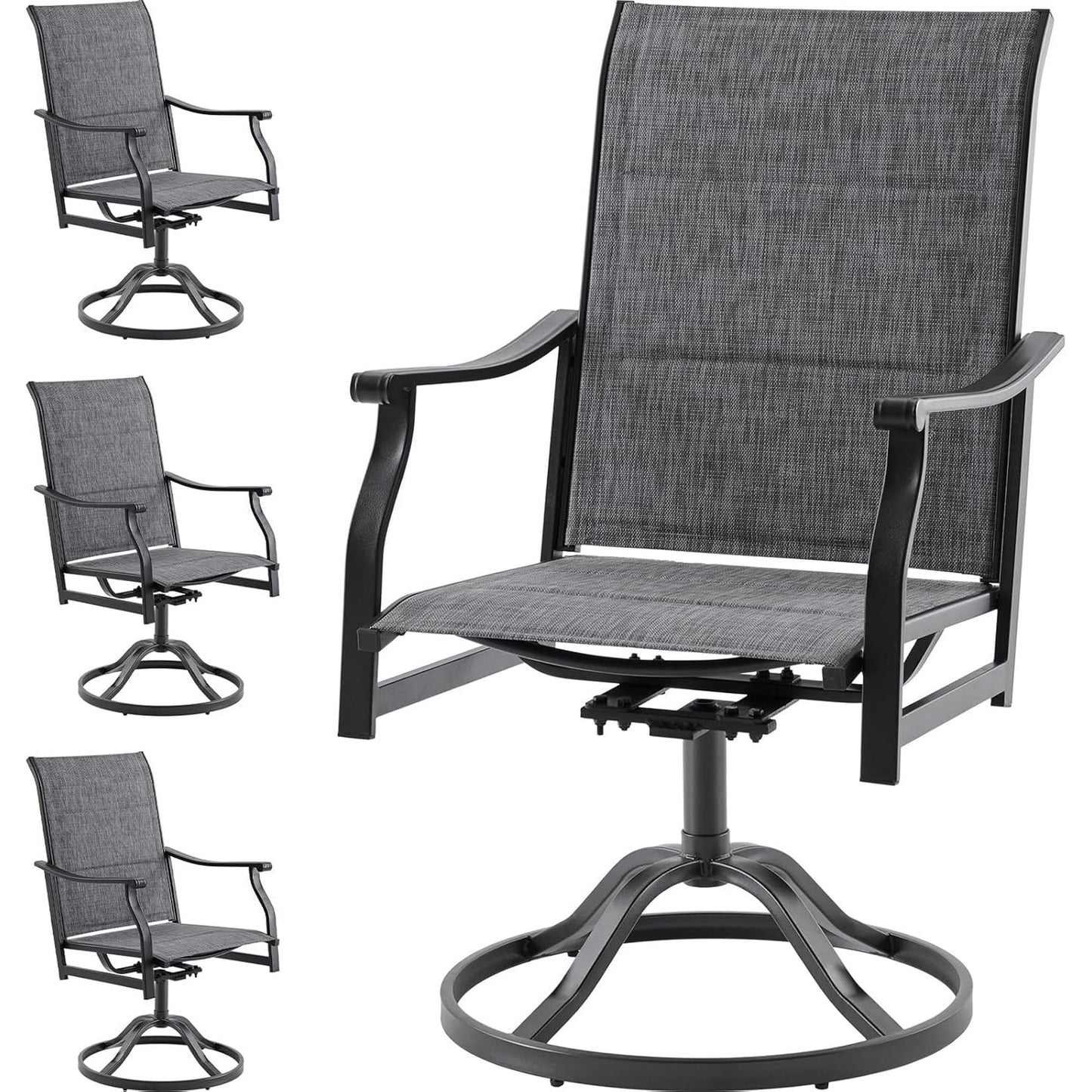 Farini Outdoor Dining Chairs Set, 360°Swivel Patio Dining Chair with Textilene Fabric, Outdoor Metal Armchair All Weather Resistant, Ergonomic Comfort, Perfect for Patio, Backyard, Balcony