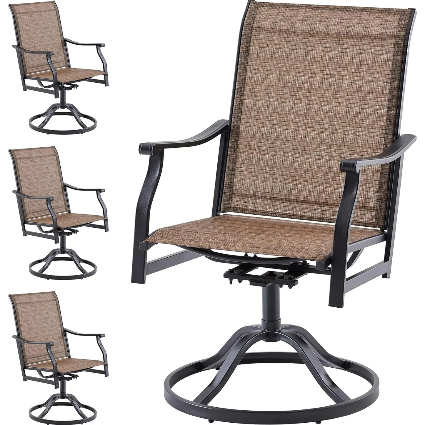 Farini Outdoor Dining Chairs Set, 360°Swivel Patio Dining Chair with Textilene Fabric, Outdoor Metal Armchair All Weather Resistant, Ergonomic Comfort, Perfect for Patio, Backyard, Balcony