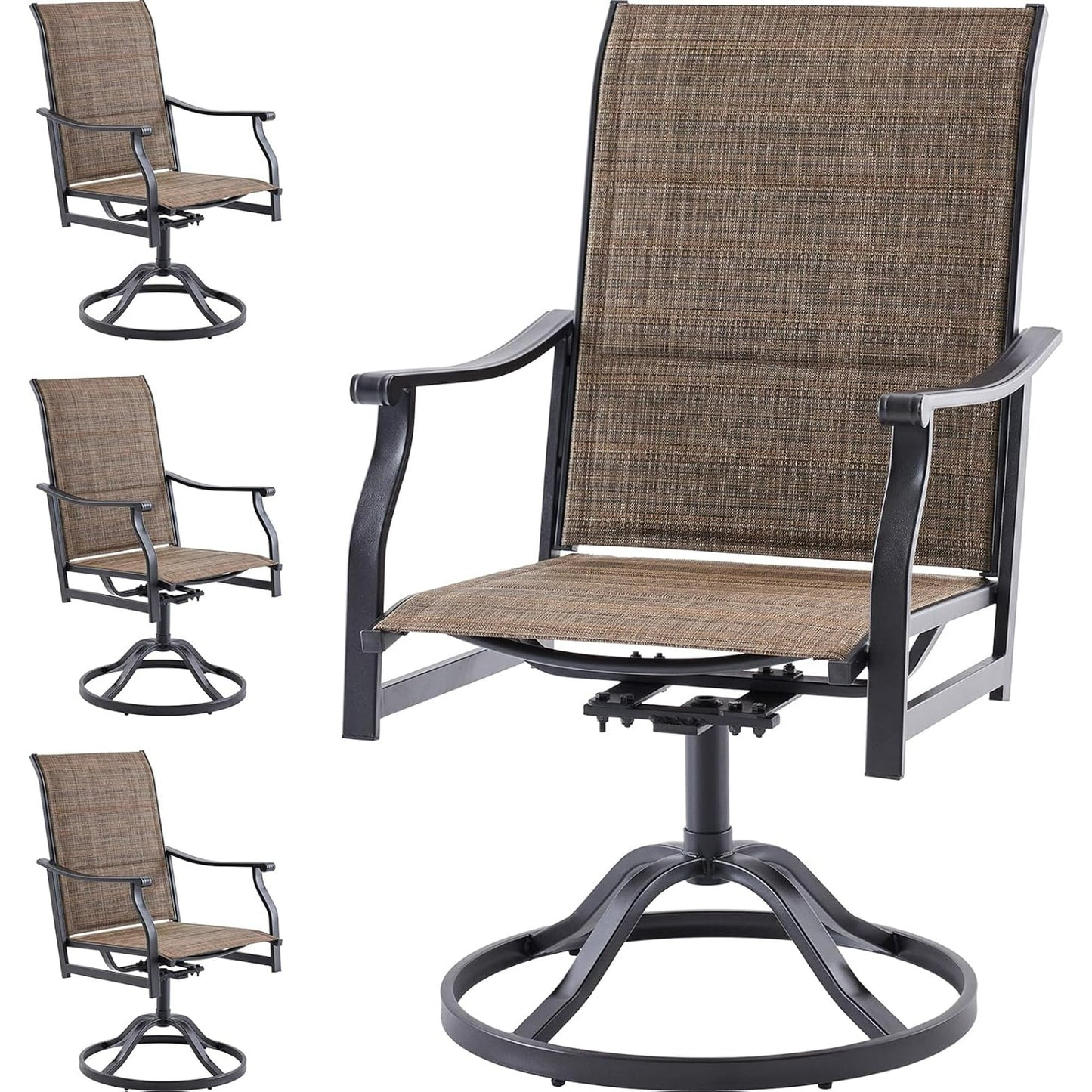 Farini Outdoor Dining Chairs Set, 360°Swivel Patio Dining Chair with Textilene Fabric, Outdoor Metal Armchair All Weather Resistant, Ergonomic Comfort, Perfect for Patio, Backyard, Balcony