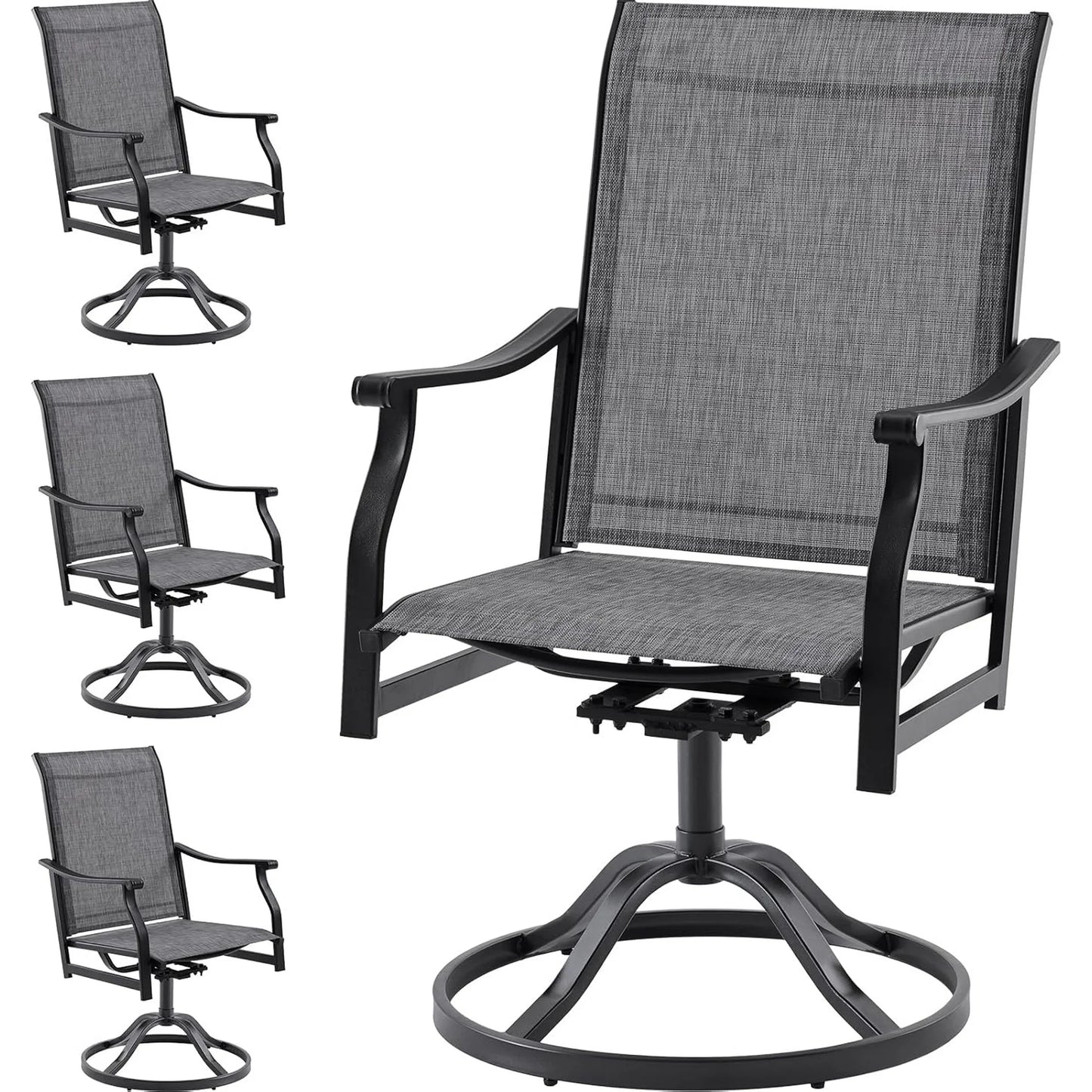 Farini Outdoor Dining Chairs Set, 360°Swivel Patio Dining Chair with Textilene Fabric, Outdoor Metal Armchair All Weather Resistant, Ergonomic Comfort, Perfect for Patio, Backyard, Balcony