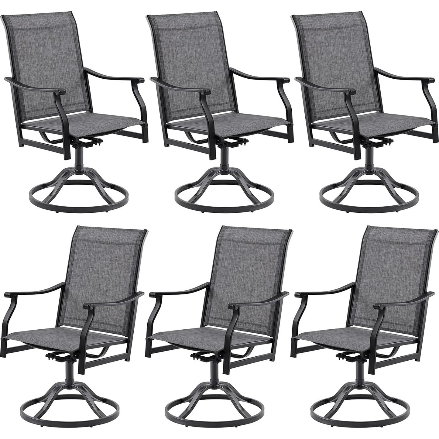 Farini Outdoor Dining Chairs Set, 360°Swivel Patio Dining Chair with Textilene Fabric, Outdoor Metal Armchair All Weather Resistant, Ergonomic Comfort, Perfect for Patio, Backyard, Balcony