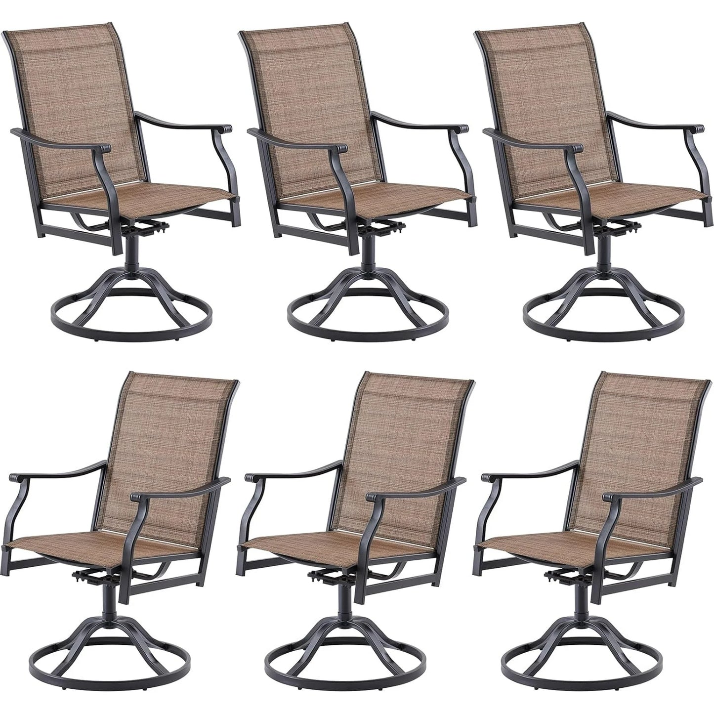 Farini Outdoor Dining Chairs Set, 360°Swivel Patio Dining Chair with Textilene Fabric, Outdoor Metal Armchair All Weather Resistant, Ergonomic Comfort, Perfect for Patio, Backyard, Balcony