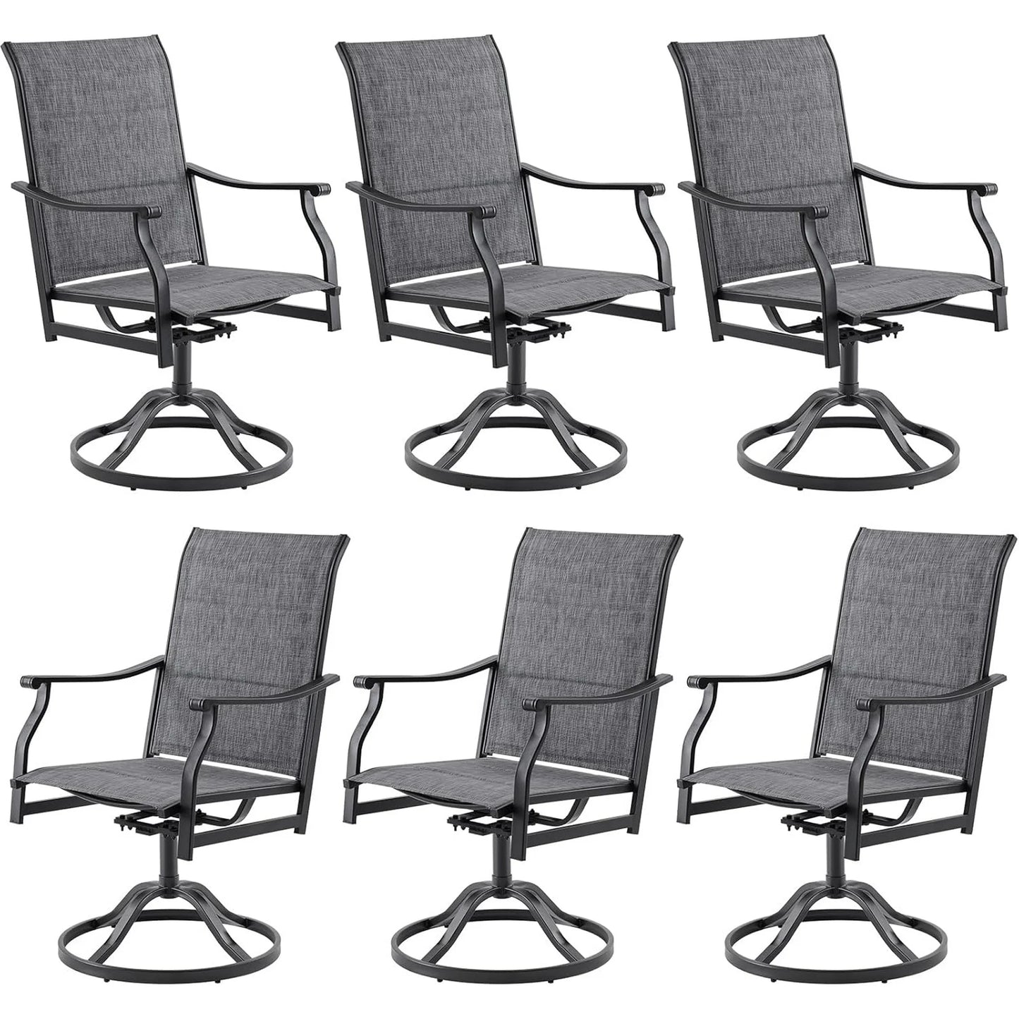 Farini Outdoor Dining Chairs Set, 360°Swivel Patio Dining Chair with Textilene Fabric, Outdoor Metal Armchair All Weather Resistant, Ergonomic Comfort, Perfect for Patio, Backyard, Balcony