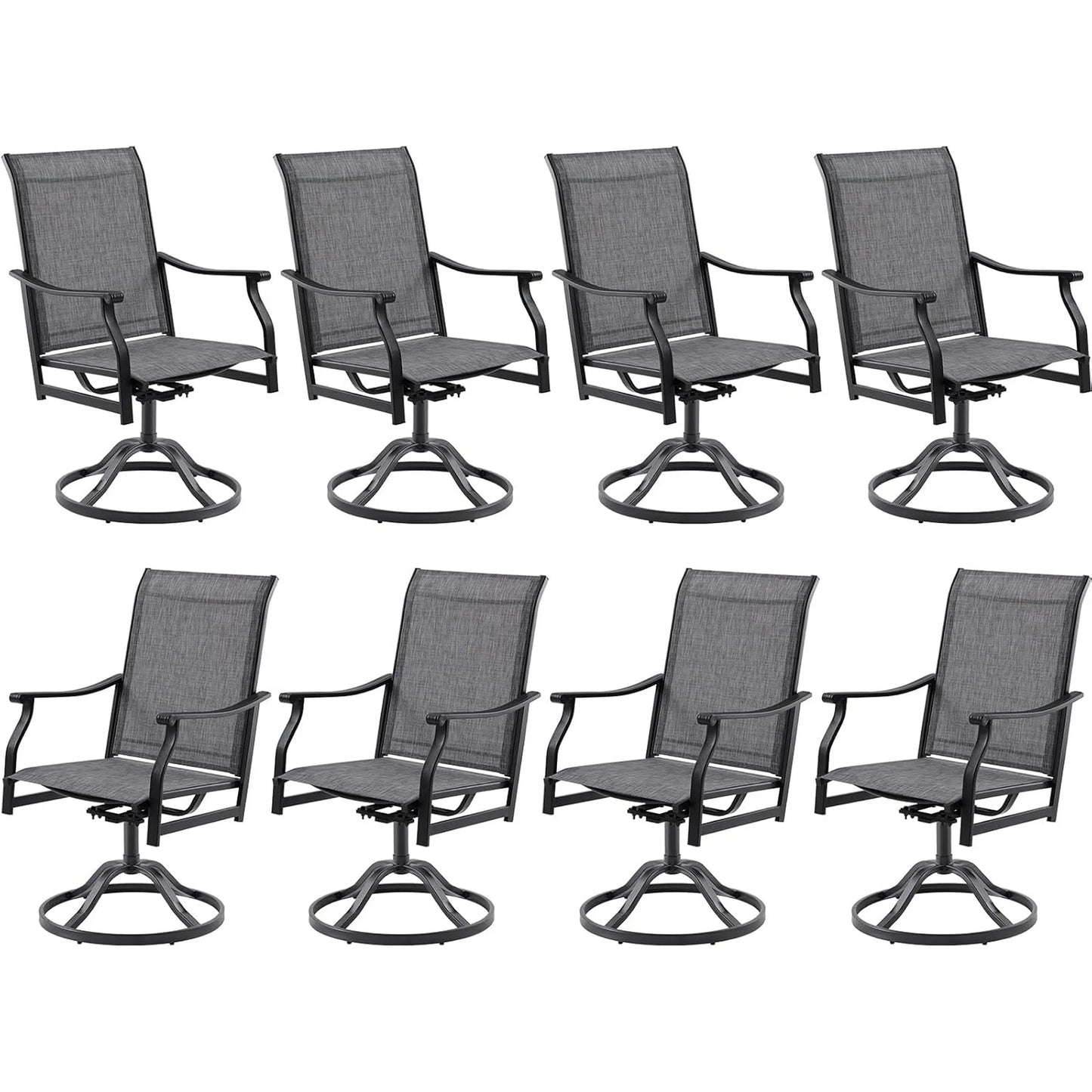 Farini Outdoor Dining Chairs Set, 360°Swivel Patio Dining Chair with Textilene Fabric, Outdoor Metal Armchair All Weather Resistant, Ergonomic Comfort, Perfect for Patio, Backyard, Balcony