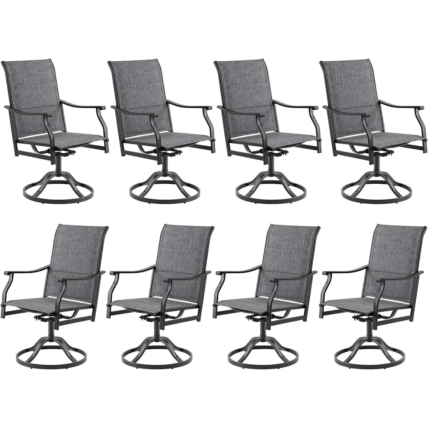Farini Outdoor Dining Chairs Set, 360°Swivel Patio Dining Chair with Textilene Fabric, Outdoor Metal Armchair All Weather Resistant, Ergonomic Comfort, Perfect for Patio, Backyard, Balcony