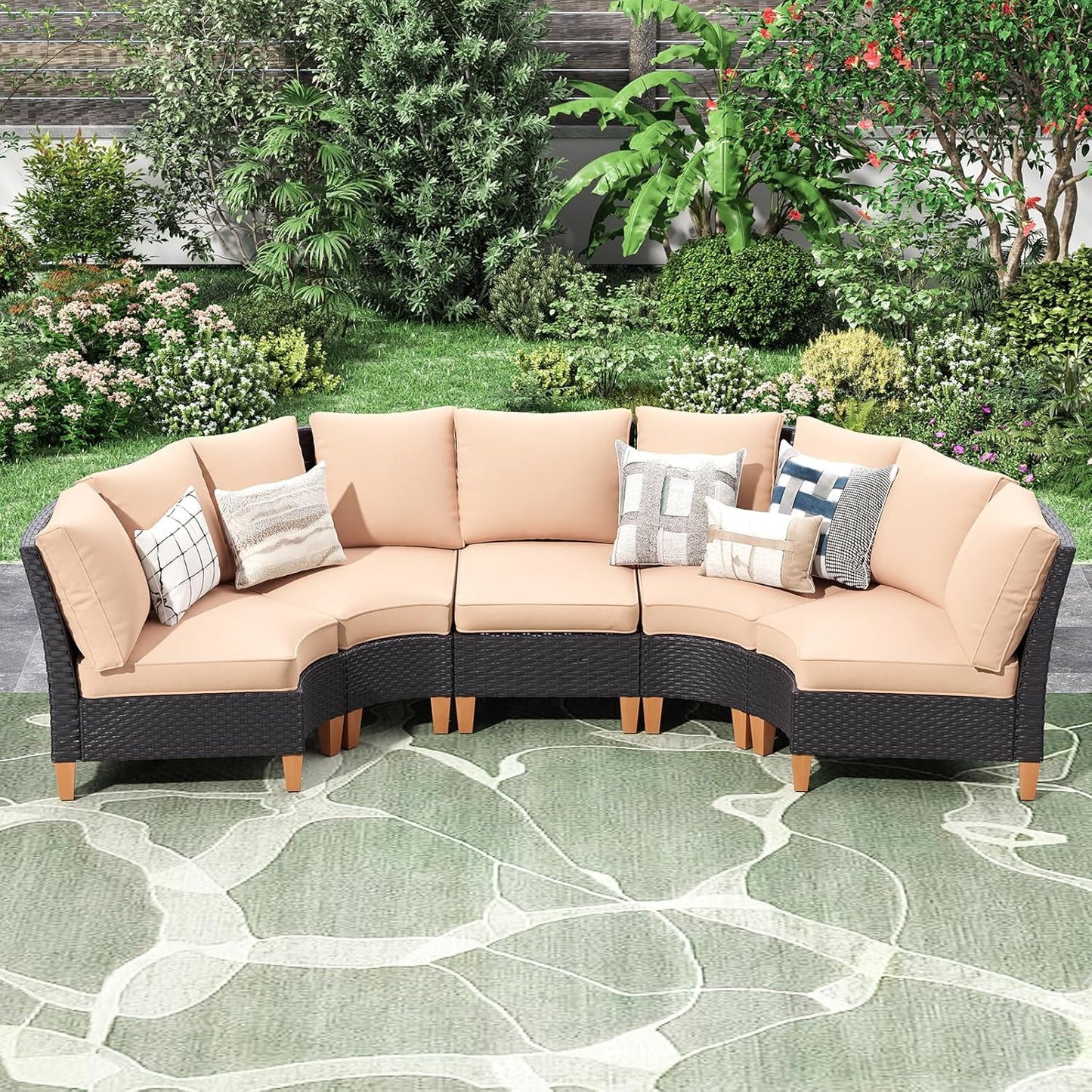 Farini Patio Furniture Set, Outdoor Sectional Furniture Set with Cushions, Wicker Patio Conversation Set Outdoor Sectional Sofa, All-Weather PE Rattan Sofa for Garden, Backyard and Poolside