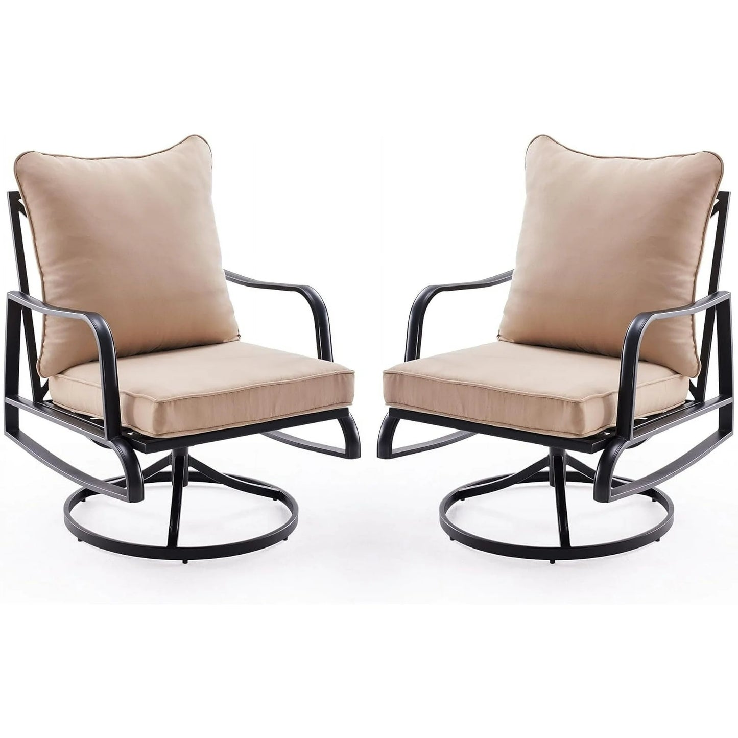 Farini Small Patio Furniture Set of 2, Outdoor Swivel and Rocking Patio Chairs, Metal Outdoor Swivel Chair Sofa with 4" Thick Cushions, Bistro Set for Porch, Balcony, and Backyard