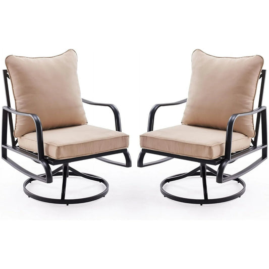 Farini Small Patio Furniture Set, Outdoor Swivel and Rocking Patio Chairs, Metal Outdoor Swivel Chair Sofa with 4" Thick Cushions, Bistro Set for Porch, Balcony, and Backyard