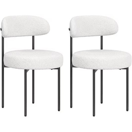 Farini Mid-Century Modern Dining Chairs Set of 2, Upholstered Kitchen Chairs with Metal Legs for Dining Room, Living Room, Cafe, Beige