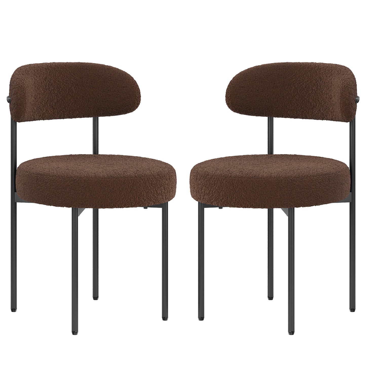 Farini Mid-Century Modern Dining Chairs Set of 2, Upholstered Kitchen Chairs with Metal Legs for Dining Room, Living Room, Cafe, Coffee
