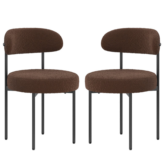 Farini Mid-Century Modern Dining Chairs Set of 2, Upholstered Kitchen Chairs with Metal Legs for Dining Room, Living Room, Cafe, Coffee