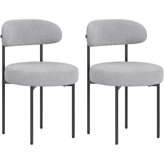 Farini Mid-Century Modern Dining Chairs Set of 2, Upholstered Kitchen Chairs with Metal Legs for Dining Room, Living Room, Cafe, Gray