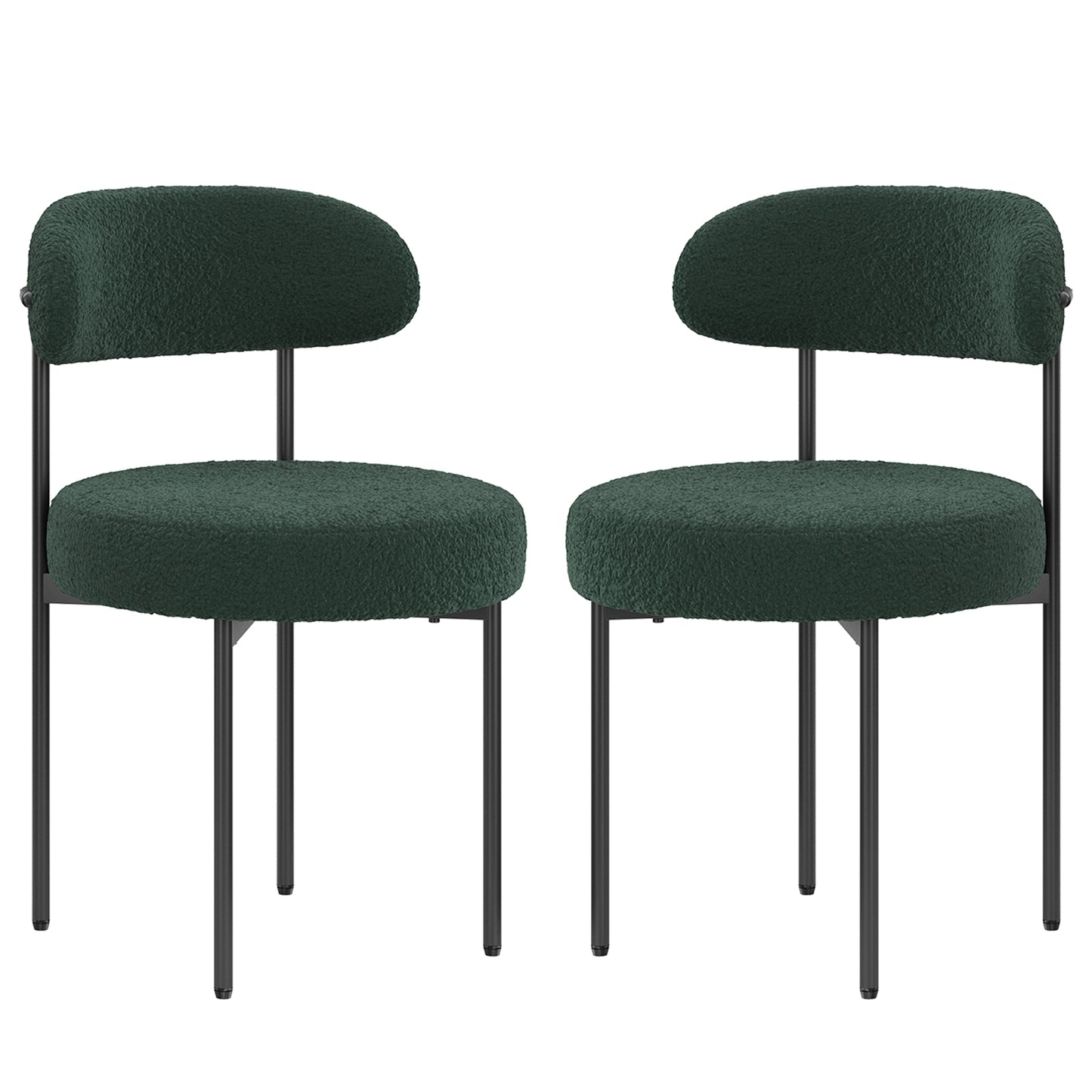 Farini Mid-Century Modern Dining Chairs Set of 2, Upholstered Kitchen Chairs with Metal Legs for Dining Room, Living Room, Cafe, Green
