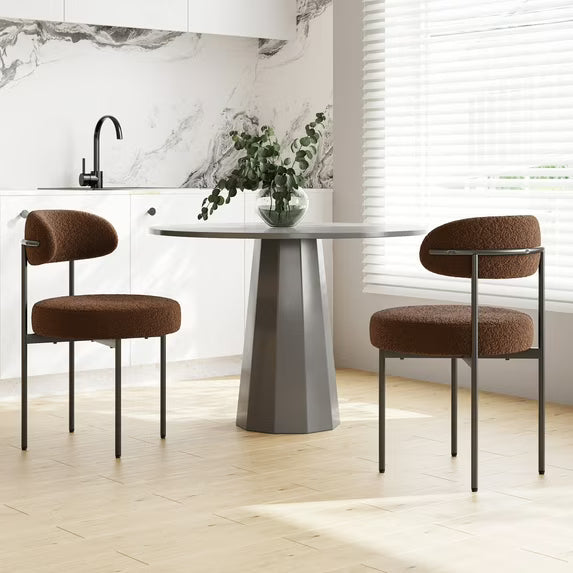 Farini Mid-Century Modern Dining Chairs Set of 2, Upholstered Kitchen Chairs with Metal Legs for Dining Room, Living Room, Cafe, Coffee
