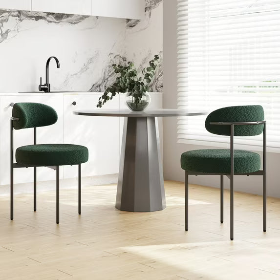 Farini Mid-Century Modern Dining Chairs Set of 2, Upholstered Kitchen Chairs with Metal Legs for Dining Room, Living Room, Cafe, Green
