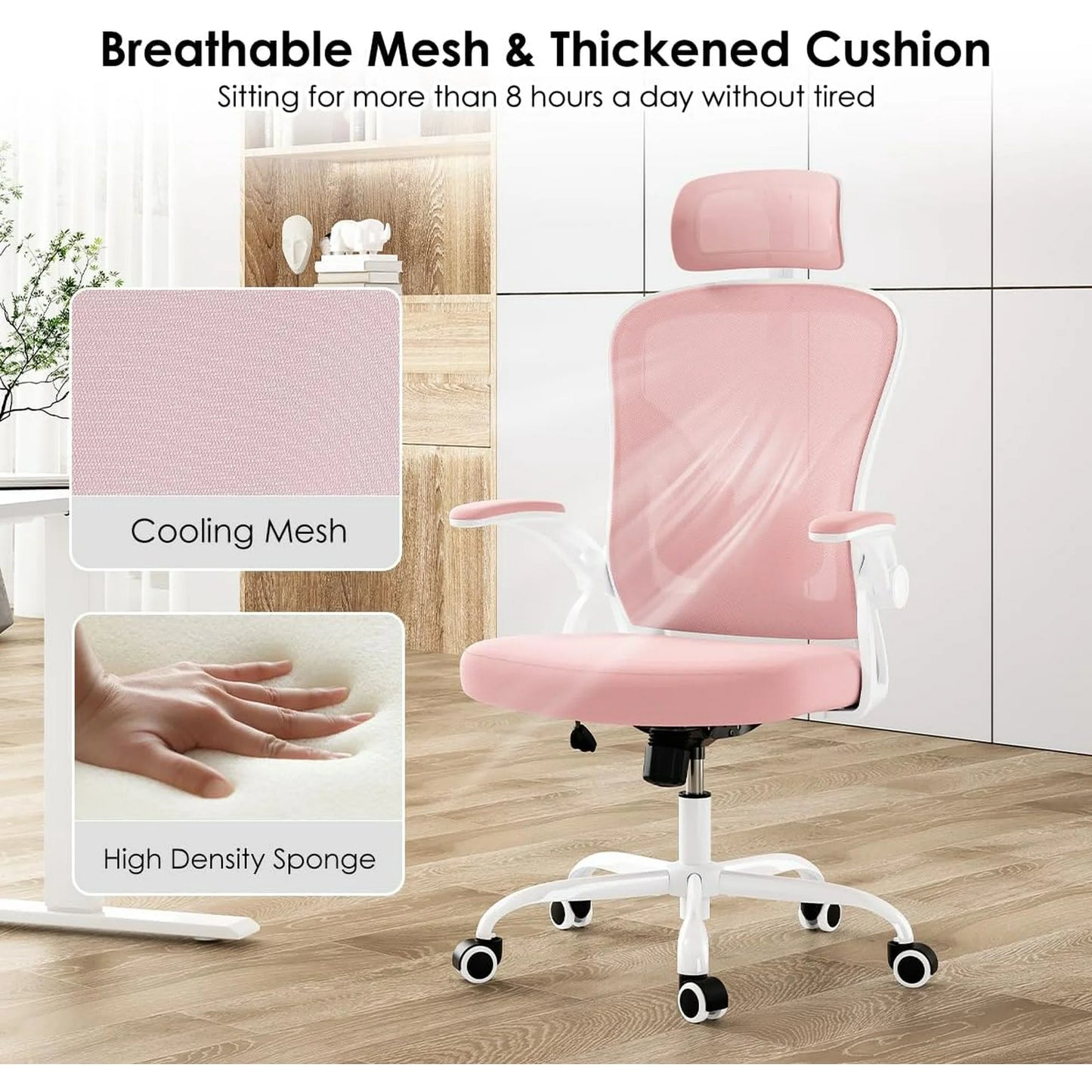 Farini Ergonomic Office Chair, Home Office Desk Chair with Headrest, High Back Computer Chair with Armrests and Adjustable Lumbar Support.for Home Office Study Room Bedroom