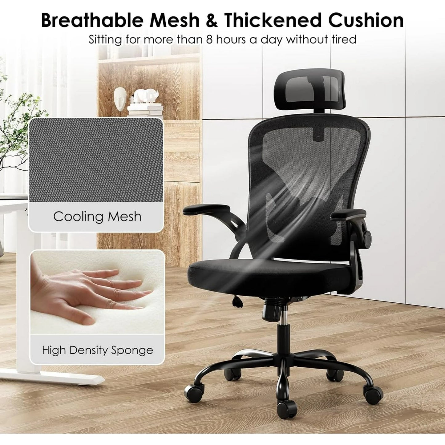 Farini Ergonomic Office Chair, Home Office Desk Chair with Headrest, High Back Computer Chair with Armrests and Adjustable Lumbar Support.for Home Office Study Room Bedroom