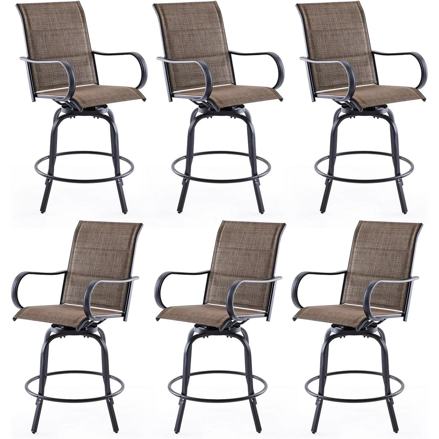 Farini Outdoor Bar Stools Set, 360°Swivel Patio Barstools with Textile Fabric,Ergonomic Comfort Bar Height Tall Outdoor Stools for Balcony