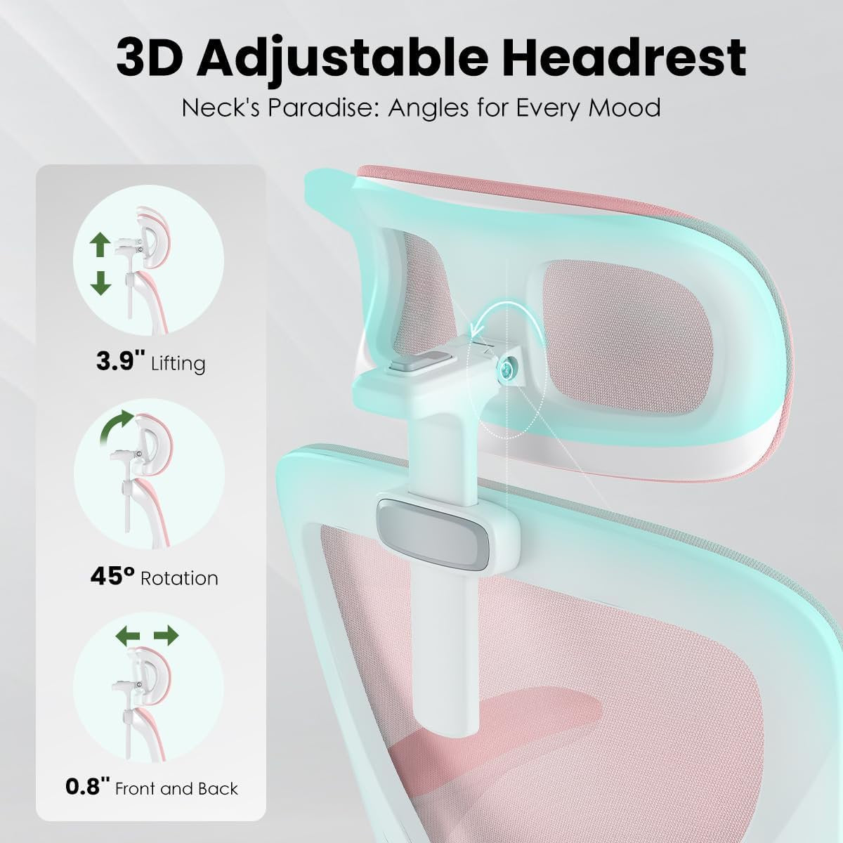 Farini Ergonomic Office Chair,Home Office Desk Chair with Adjustable Lumbar Support and Armrests,Comfy Computer Desk Chair with Headrest,for Home and Office