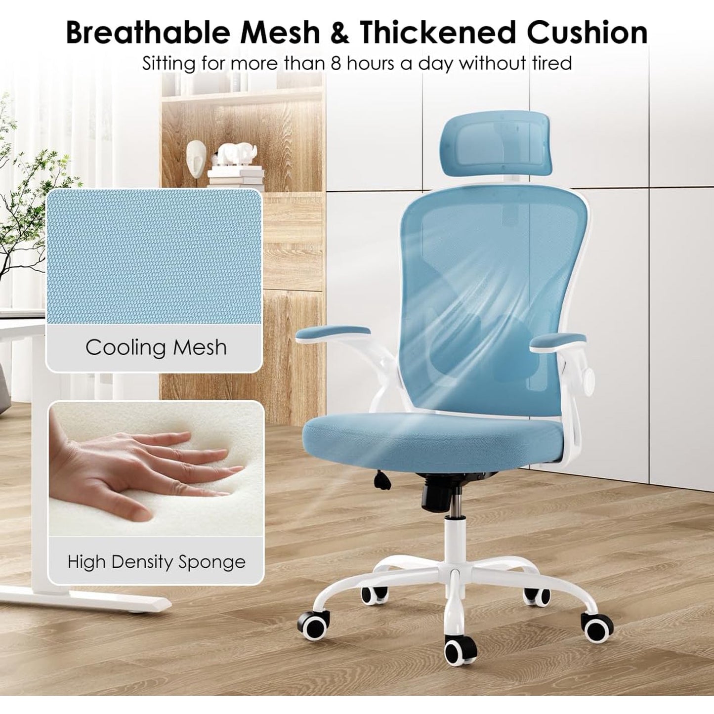 Farini Ergonomic Office Chair, Home Office Desk Chair with Headrest, High Back Computer Chair with Armrests and Adjustable Lumbar Support.for Home Office Study Room Bedroom