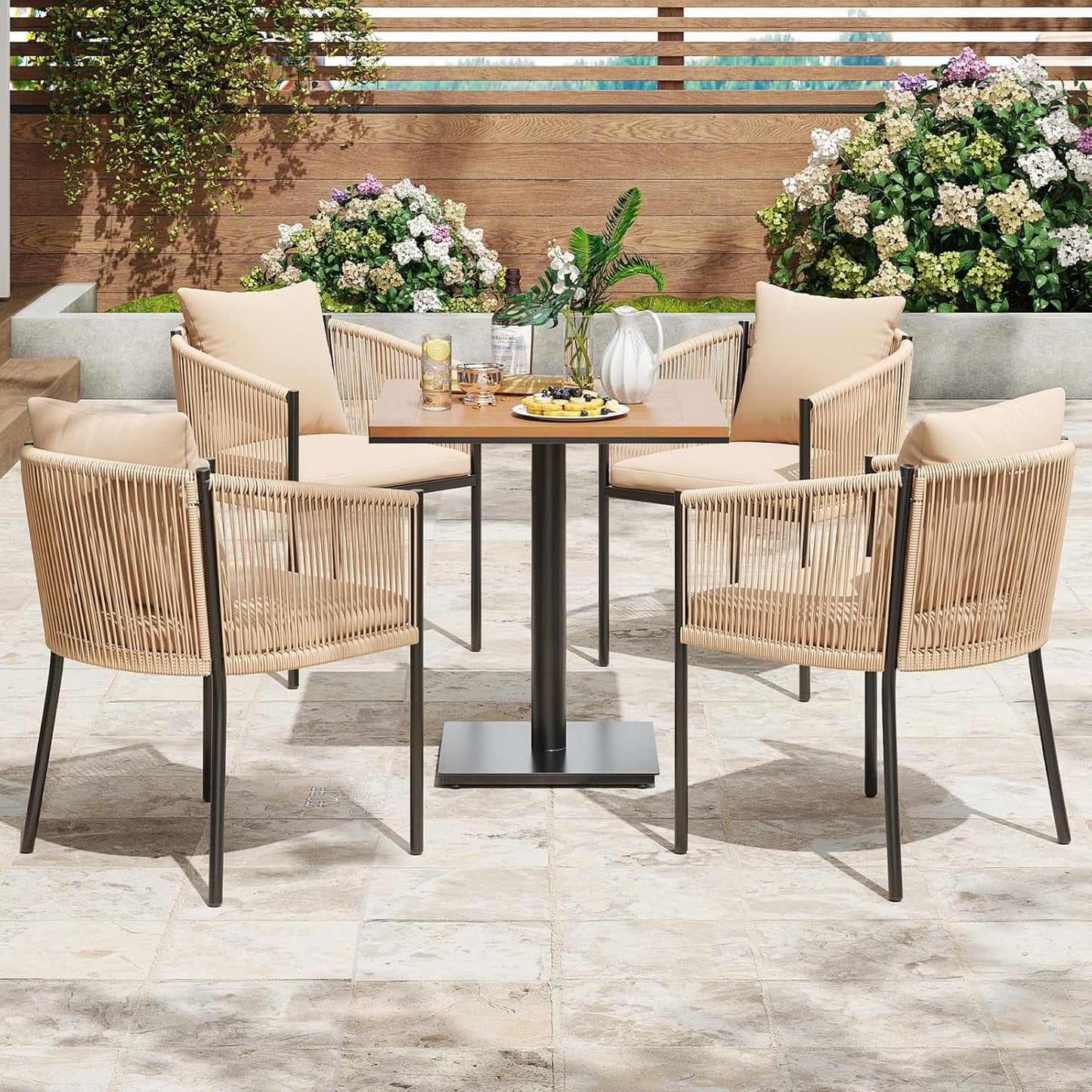 Farini Outdoor Furniture Set for 2, Outdoor Dining Set Patio Chairs 2 Piece, Rattan Wicker Patio Furniture Chairs with Cushions for Garden, Deck, Backyard, Poolside