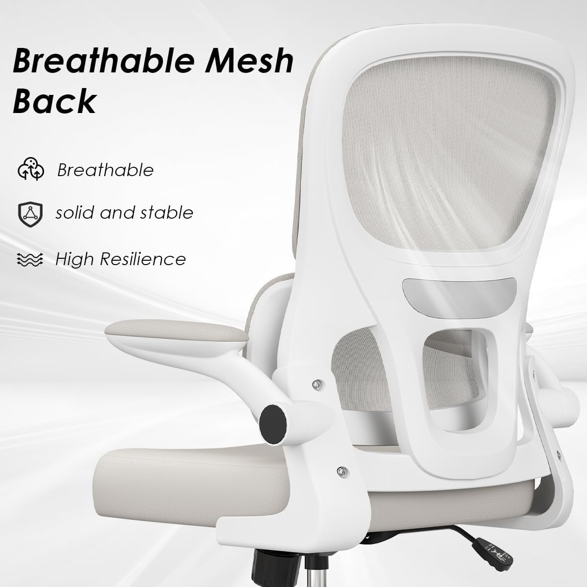 Farini Ergonomic Office Chair, Mesh Desk Chair with Lumbar Support, Comfy Computer Desk Chair with Flip Armrest Rolling Wheels for Home Study Room Office