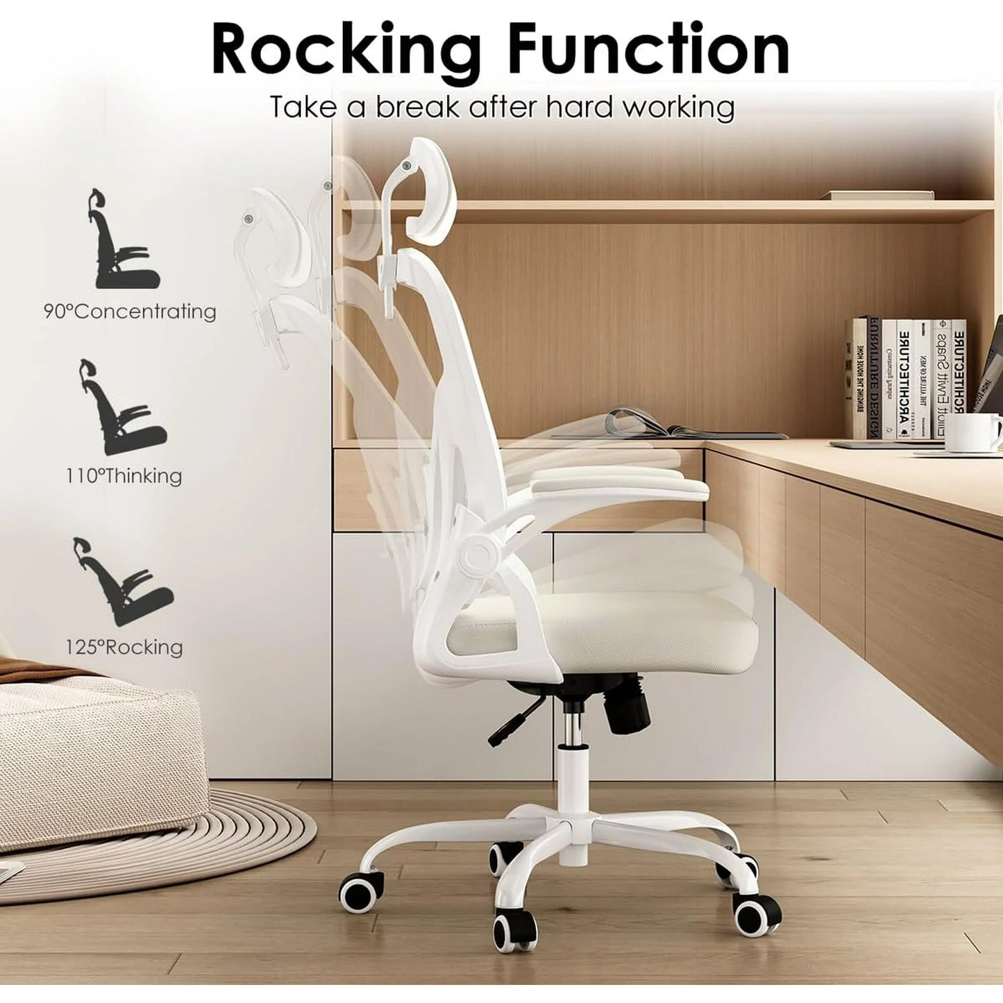 Farini Ergonomic Office Chair, Home Office Desk Chair with Headrest, High Back Computer Chair with Armrests and Adjustable Lumbar Support.for Home Office Study Room Bedroom