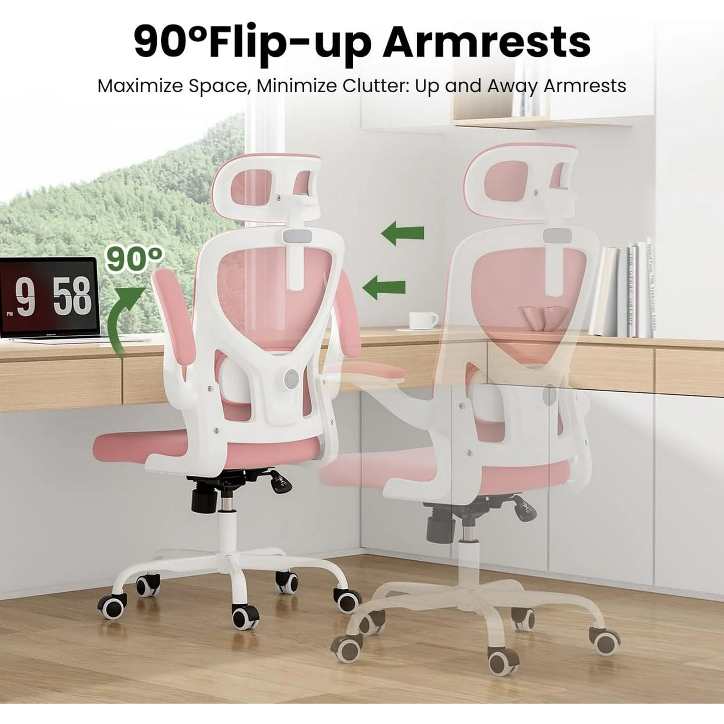 Farini Ergonomic Office Chair,Home Office Desk Chair with Adjustable Lumbar Support and Armrests,Comfy Computer Desk Chair with Headrest,for Home and Office