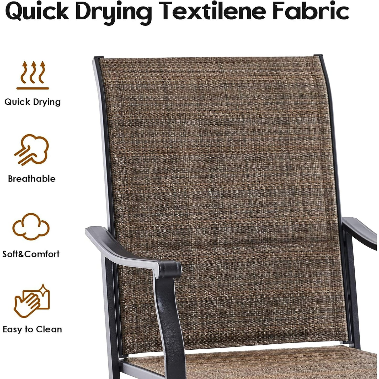 Farini Outdoor Dining Chairs Set, 360°Swivel Patio Dining Chair with Textilene Fabric, Outdoor Metal Armchair All Weather Resistant, Ergonomic Comfort, Perfect for Patio, Backyard, Balcony